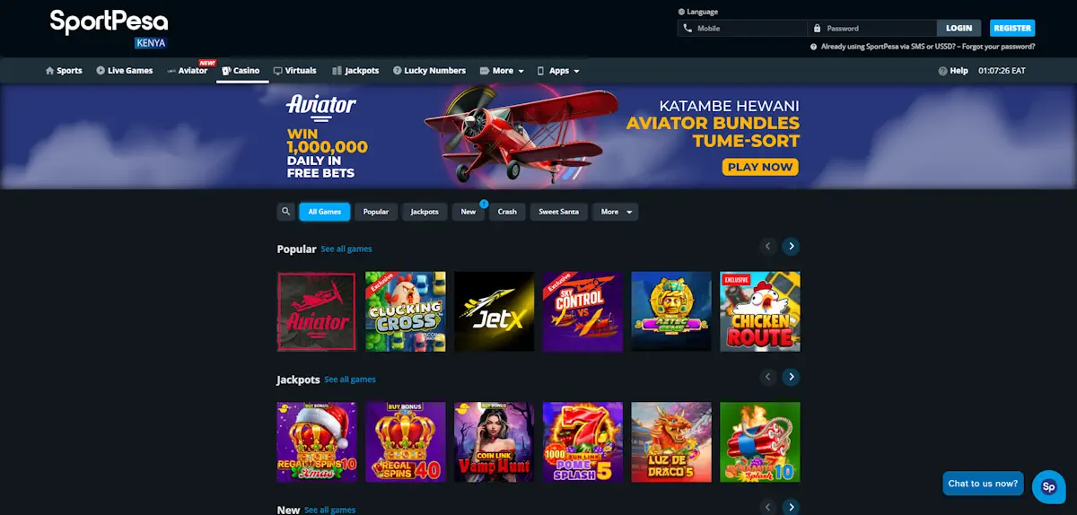 Sportpesa Sportsbook and Casino Screenshot